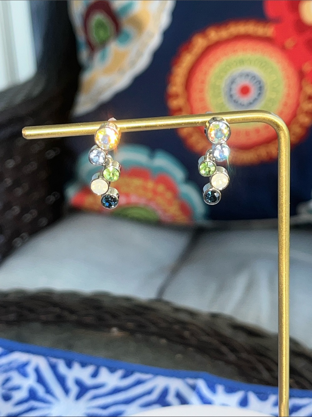 Lia Sophia Iridescent Hoop Drop Earrings with Blue and Green Accents - Picture 4 of 5